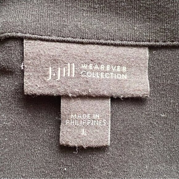 J Jill Wearever Collection Tunic Large Black White Piping Long Sleeve Lagenlook - Picture 10 of 16